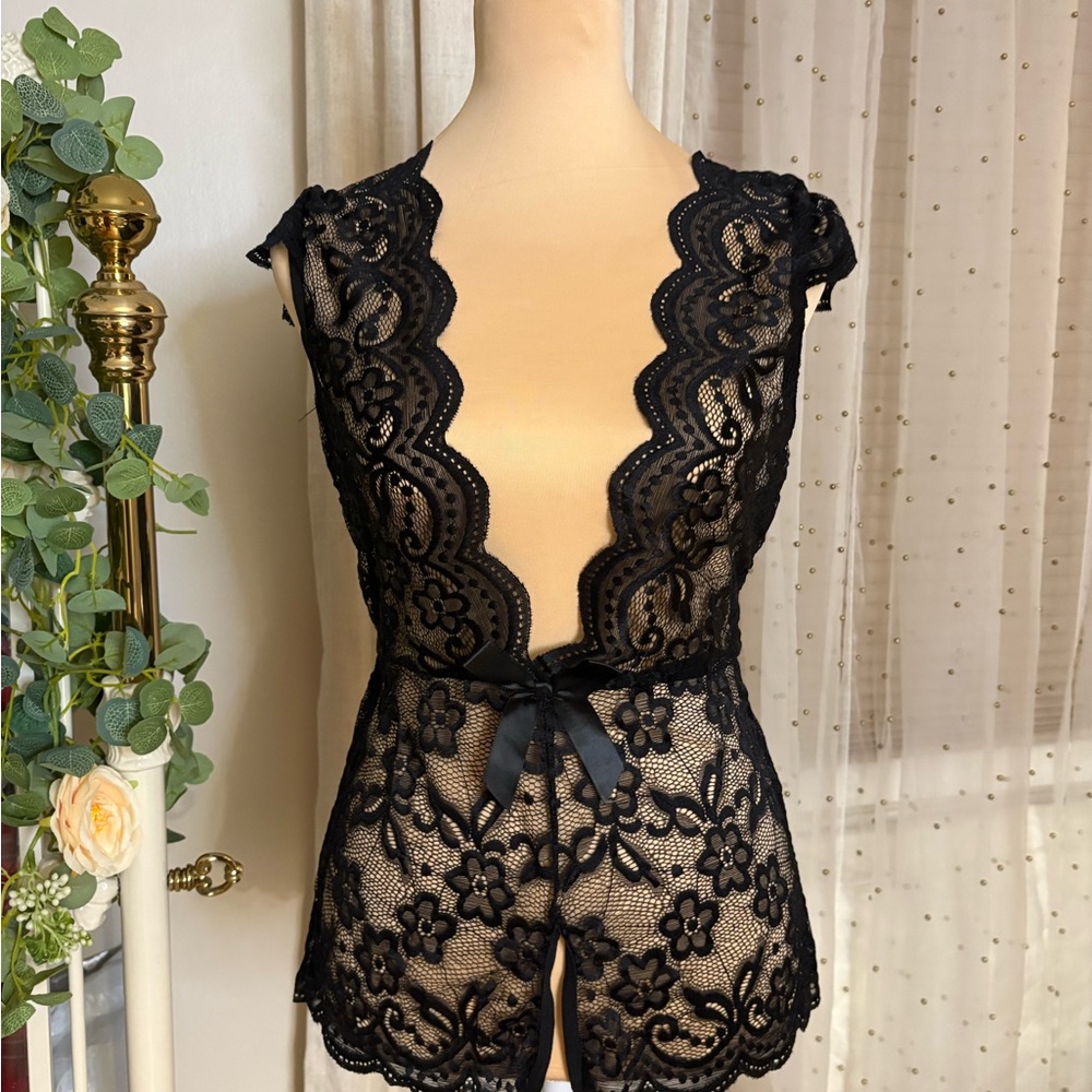 Elegant Black Lace Bodysuit